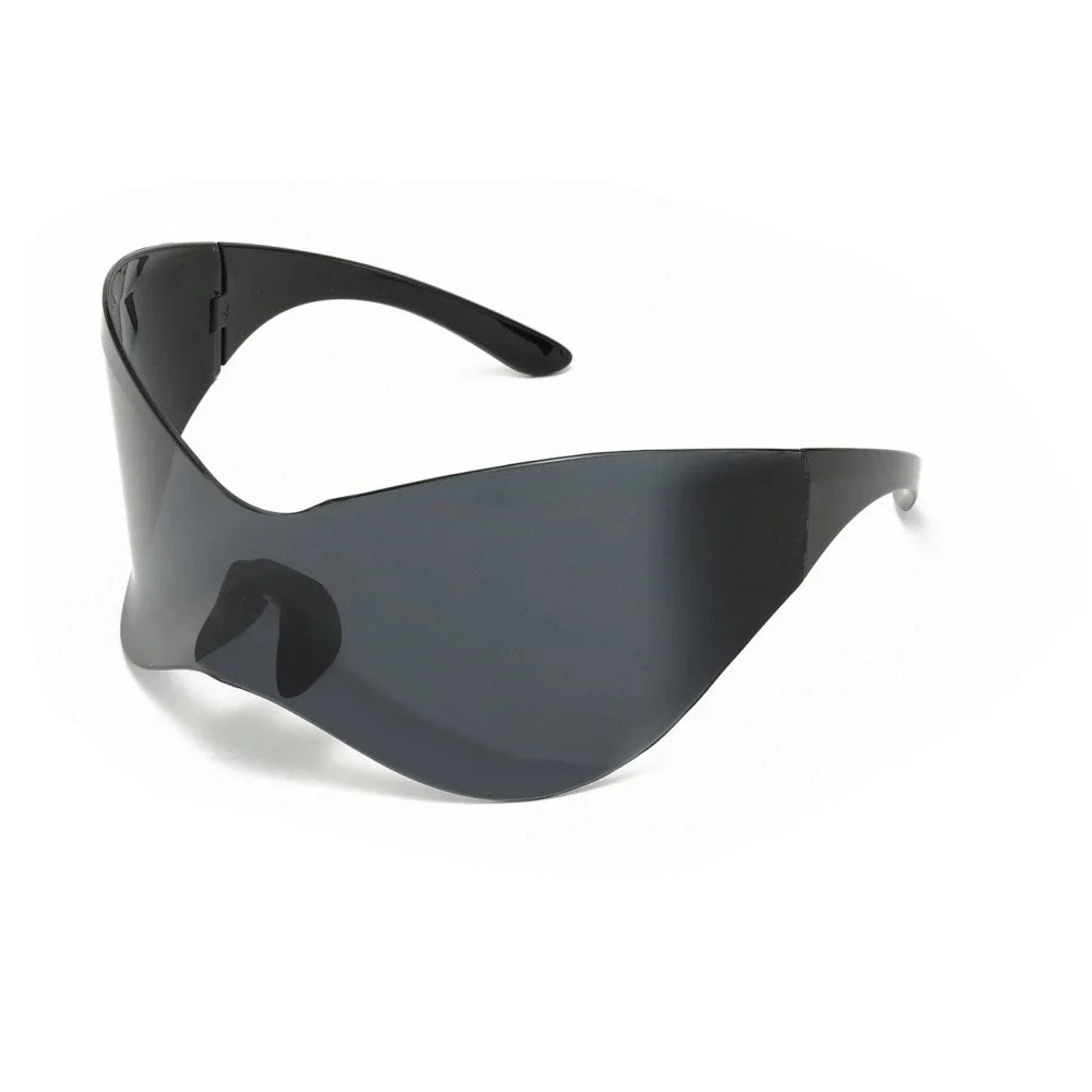 Womens Oversized Shield Sunglasses‎ Futuristic Butterfly Visor Black Wrap Shades
